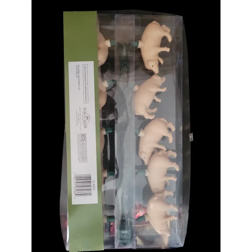 Kurt Adler Pig Party Light Set 10 Lights (2) Indoor/Outdoor New In Box/NWOB